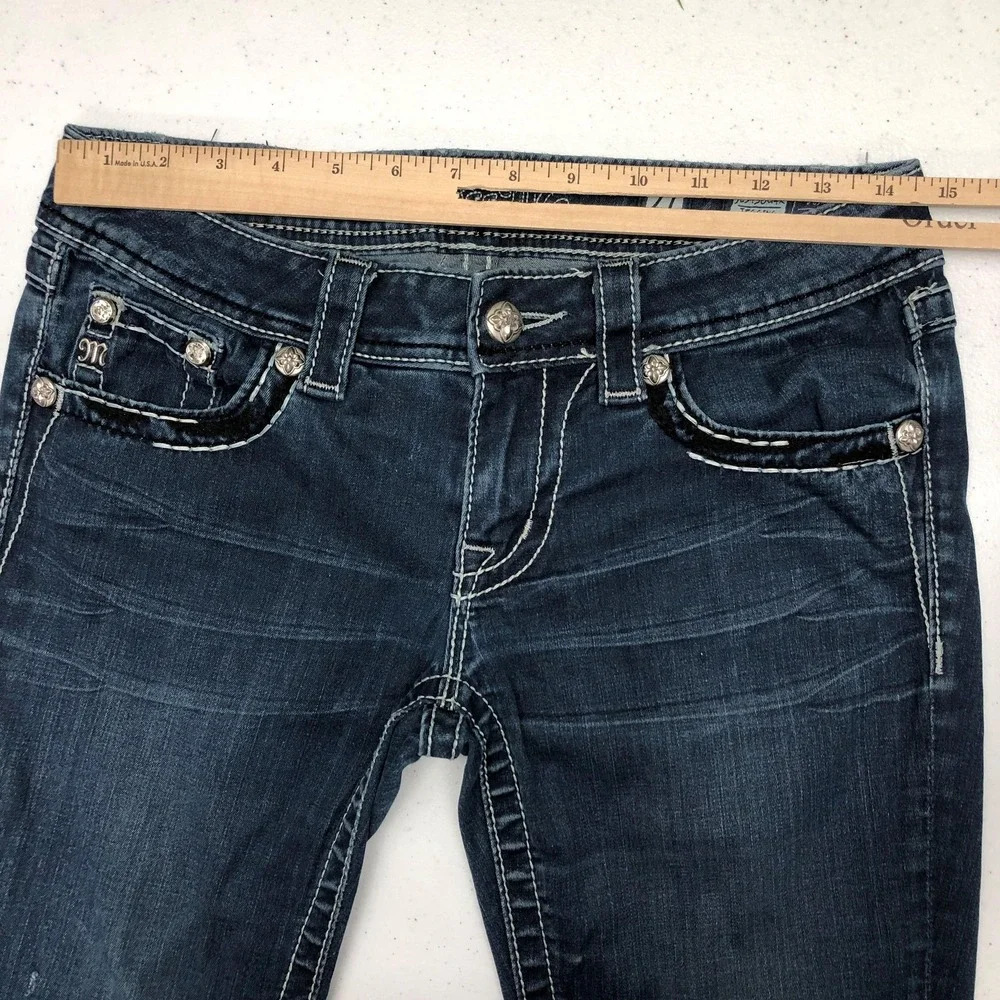 Miss Me Jeans Womens 27 Dark Wash Jegging Skinny Stretch Embellished Pockets Day - Picture 8 of 16